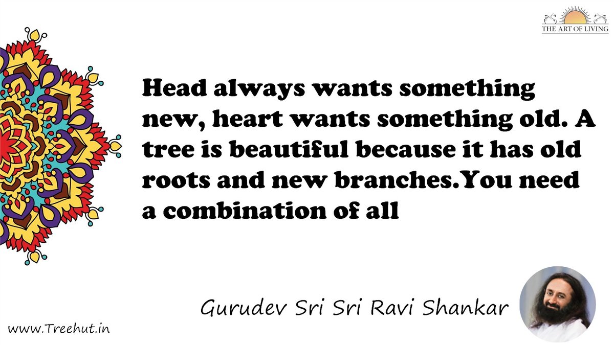 Head always wants something new, heart wants something old. A tree is beautiful because it has old roots and new branches.You need a combination of all Quote by Gurudev Sri Sri Ravi Shankar, coloring pages