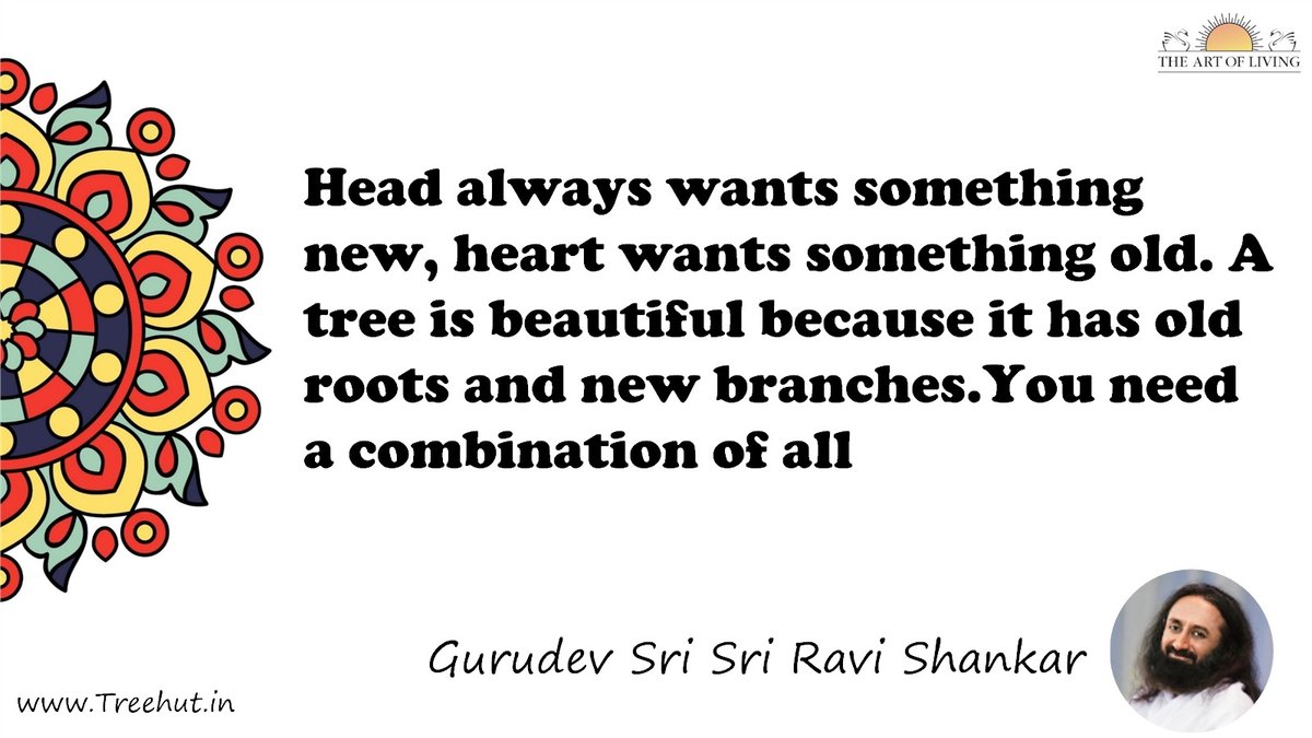 Head always wants something new, heart wants something old. A tree is beautiful because it has old roots and new branches.You need a combination of all Quote by Gurudev Sri Sri Ravi Shankar, coloring pages