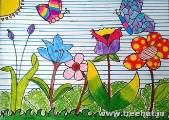 Flowers sketch pen art by child Mridu Chopra Lucknow India