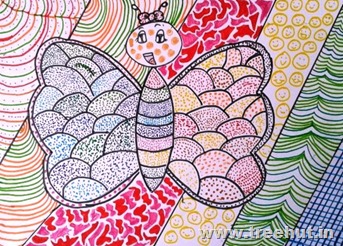 Butterfly pattern art technique by child Shambhavi Dikshit Lucknow India