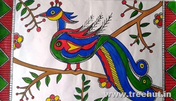 Peacock by child artist Poojit CHoudhary Study Hall Lucknow India