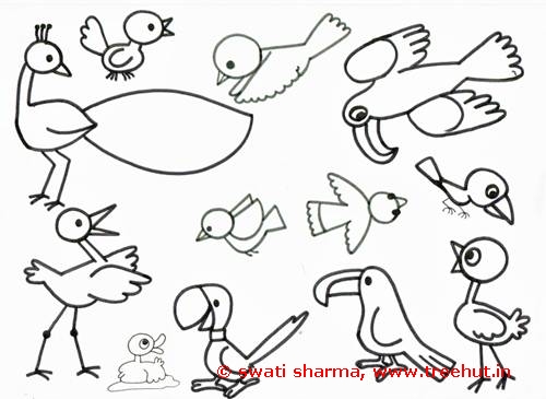 Different birds of the world coloring page