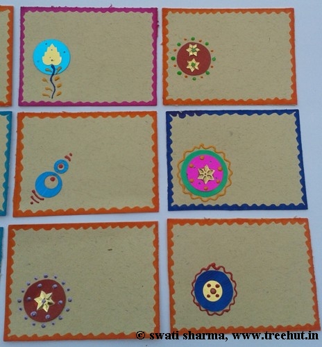 Sequins used in Indian art on gift tags