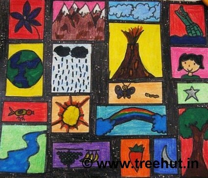 Art with a message on environment by a child in Lucknow, Uttar Pradesh, India