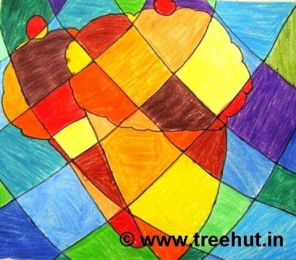 Colors in Abstract art work by children, Lucknow, India