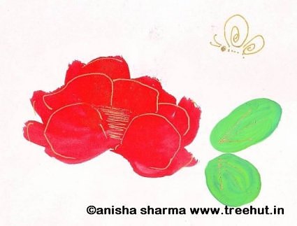 Butterfly and rose painting by Anisha Sharma