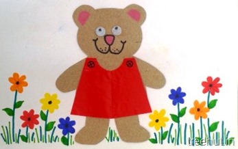 paper bear with flowers kids craft