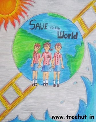 Save our world poster by child Noor Wahid