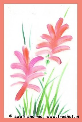 red flowers water color art idea