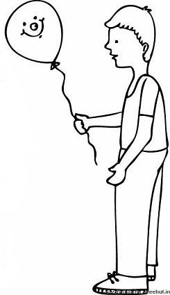 Boy with balloon coloring page