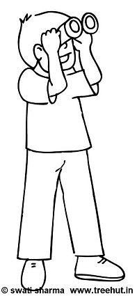 Boy with binoculars  coloring page
