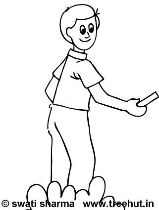 Boy with book coloring page