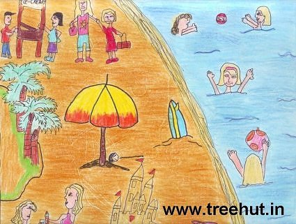 Goa sea beach artwork by child Anandi Pandey India