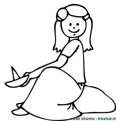 girl line drawing coloring page