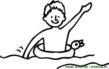 boy swimming coloring pages