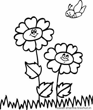 save bees flowers and bee coloring page