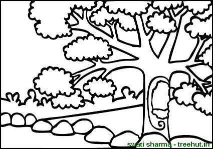 big tree colouring page for art therapy