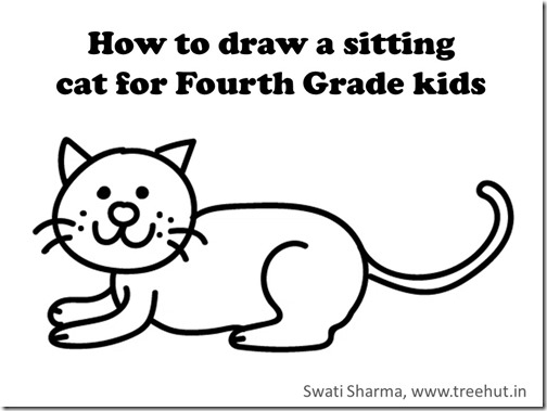 Video instructions learn to draw a sitting cat for Fourth grade kids