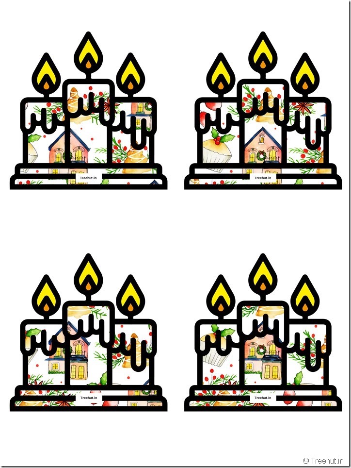 Free Christmas Candle Paper Decorations for Church School (12)