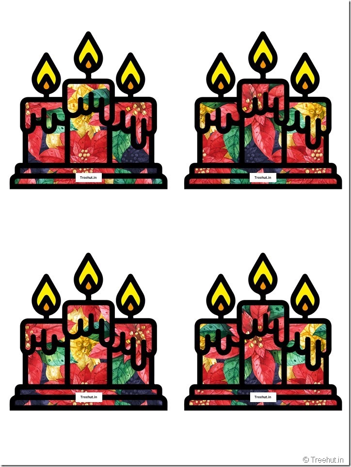 Free Christmas Candle Paper Decorations for Church School (17)