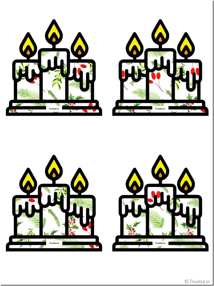 Free Christmas Candle Paper Decorations for Church School (34)