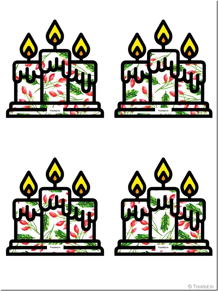 Free Christmas Candle Paper Decorations for Church School (45)