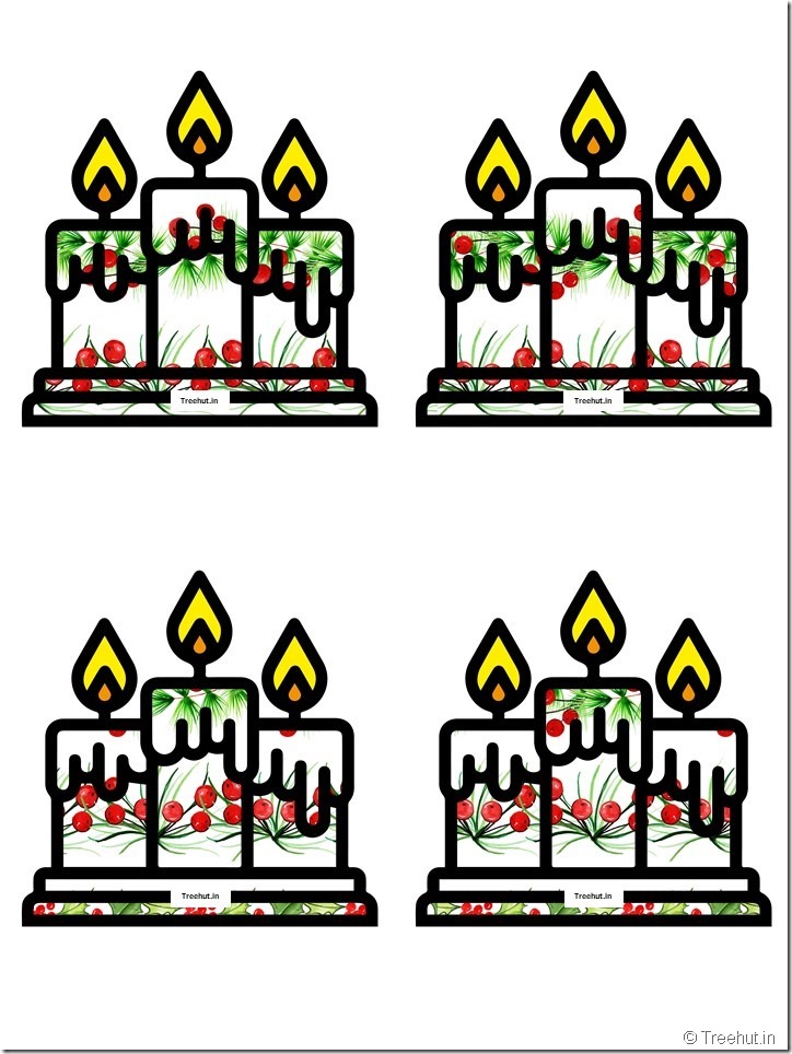 Free Christmas Candle Paper Decorations for Church School (8)