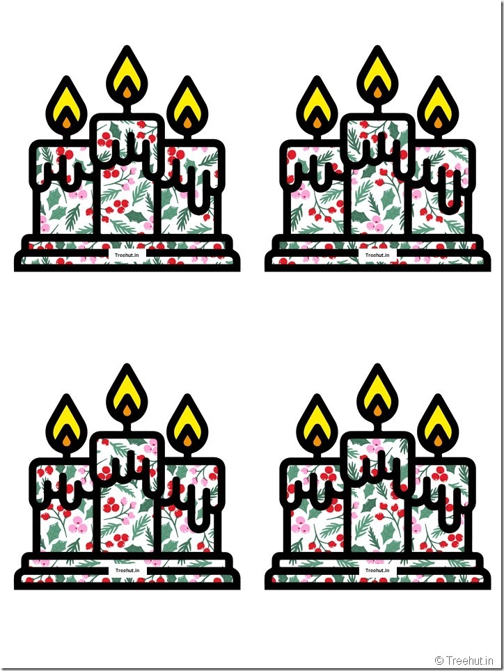 Free Christmas Candle Paper Decorations for Church School (9)