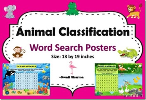 Animal Classification Word Search Posters