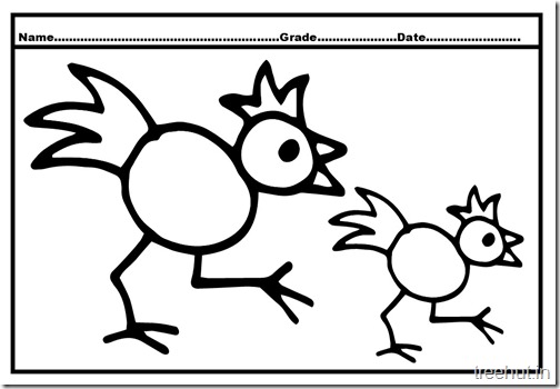 Cock and Hen Coloring Pages (2)