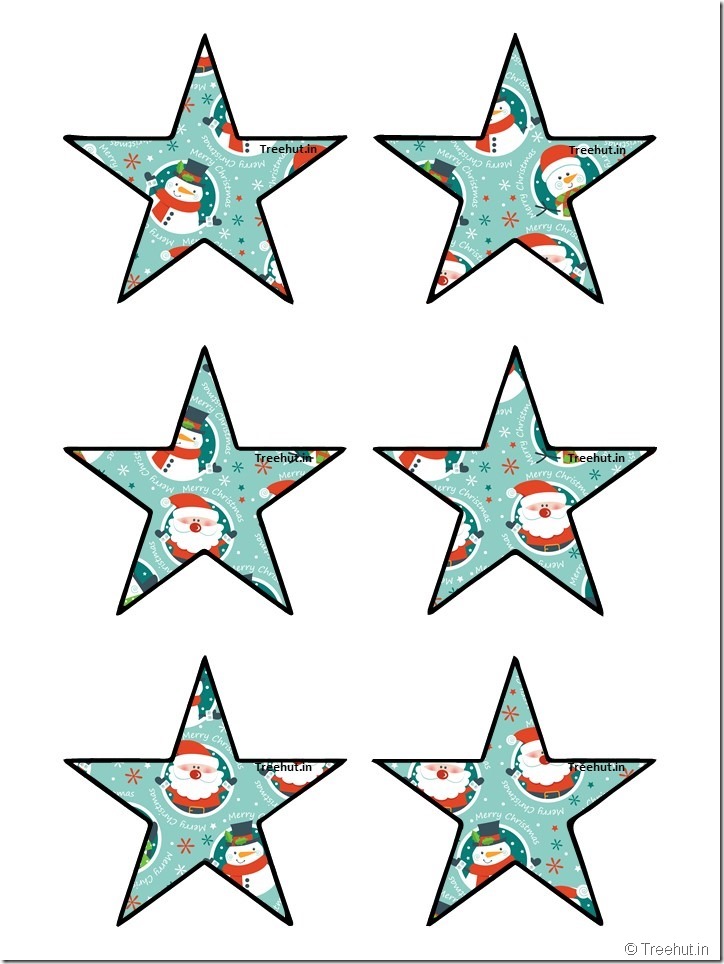 Free Christmas 5 pointed star paper decorations (12)