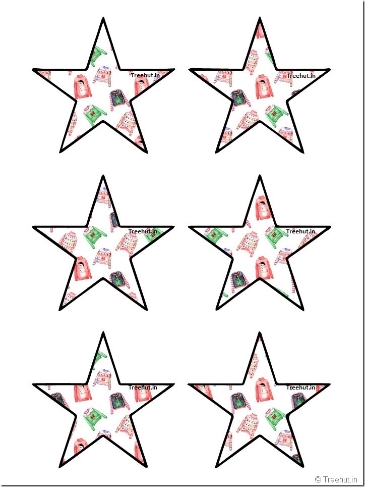 Free Christmas 5 pointed star paper decorations (18)