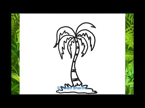 Easy Palm Tree Drawing Tutorial, Tropical Vibes