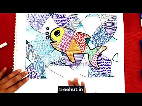 Fish Art Activity, Fish Pattern art lesson for Elementary school, Zentangle Fish Art, Fish Pop Art