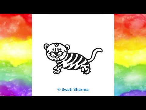 How to draw a Tiger बच्चों के लिए बाघ कैसे ड्रॉ करें: चित्रकला में महारत Draw Step-by-Step