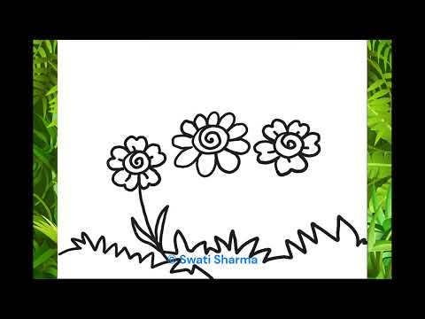 How to draw Flowers and Honey Bee, Drawing Tutorial for Grade 2, Garden Unit, No Prep Sub Art Plan