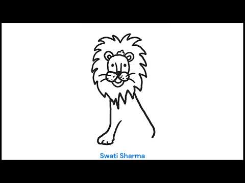 Learn to Draw a Sitting Lion,  Easy Lion Drawing Tutorial Video for Classroom Teaching