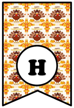 Happy Thanksgiving, Poster, Bulletin Board Letters, Turkey Pennant Banner