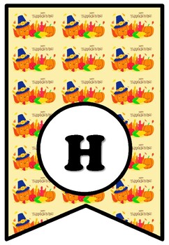 Happy Thanksgiving, Bulletin Board Sayings Pennant Letters, Printable Banner