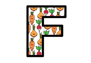 Cute Root Vegetables, Bulletin Board Letters, Food and Nutrition Alphabet Decor