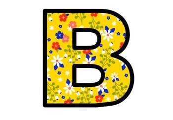 Spring, Yellow, Floral Bulletin Board Letters, Alphabet Posters School Decor