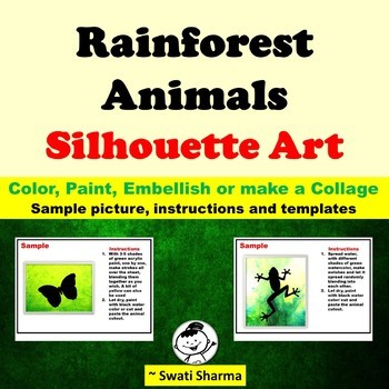 Rainforest Animals Silhouette Art Project worksheet by Swati Sharma