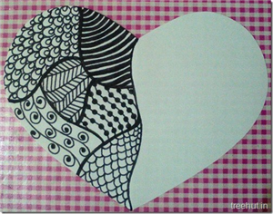 Zentangle Patterns in a Heart Gift Tag