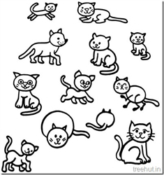 Cat Drawing and Coloring Pages for kids