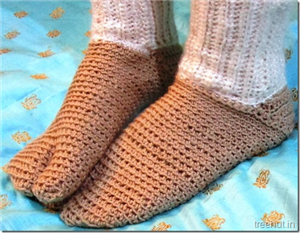 How to crochet socks with toes for size 3 foot