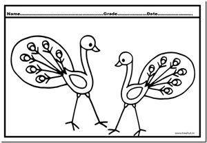 Peacock and Peahen Coloring Pages