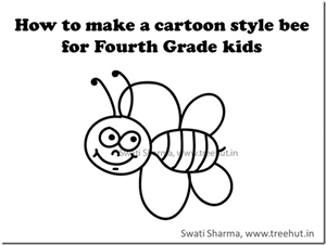 How to draw a cartoon style Bee, Video instructions for 4th Grade kids