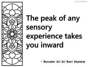 The peak of any sensory experience... Inspirational Quote by Gurudev Sri Sri Ravi Shankar